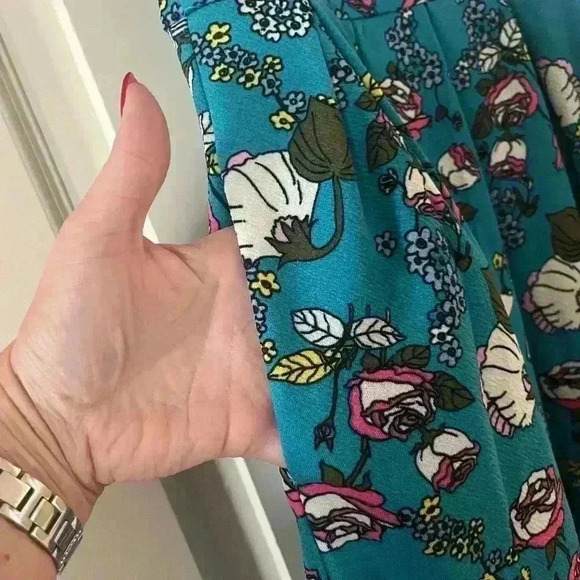 EUC LulaRoe Teal Floral Dress Women’s XS - Picture 7 of 11